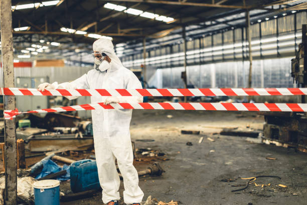 Professional Sewage Cleanup technician working in Manhasset, NY